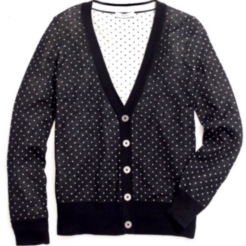 Madewell Pindot Black and White Dot Cardigan